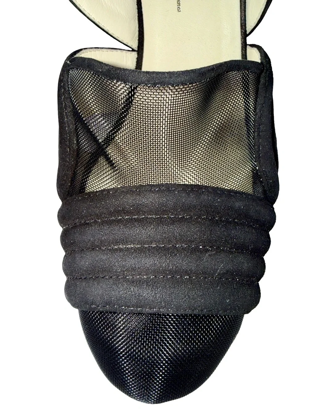 CHANEL BLACK SUEDE AND MESH SCULPTURAL HEEL PUMPS